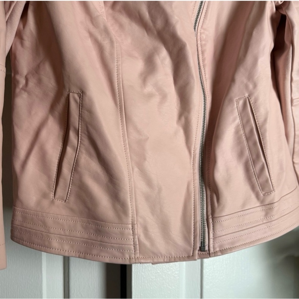 Embroidered Blush Pink Women's Faux Leather Jacket Sz M Moto Boho Baddie Rocker - Picture 6 of 10